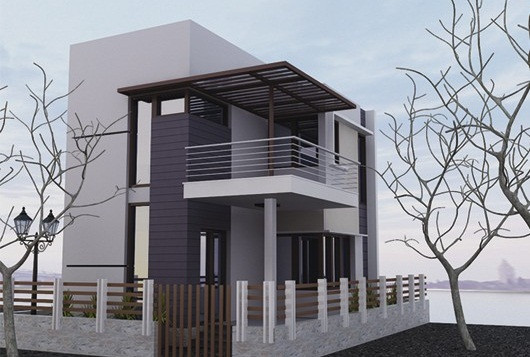 Màu nâu và trắng xám vừa tạo nét thanh lịch vừa hài hòa với màu sắc của vật liệu gỗ, kính màu. Ảnh: Kientructrangkim.