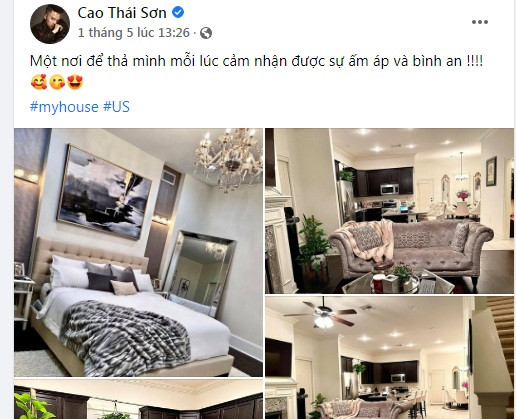 Sau lùm xùm với Nathan Lee, trên trang cá nhân, Cao Thái Sơn tiếp tục khiến khán giả ngưỡng mộ khi tung loạt ảnh lộ mọi ngóc ngách trong biệt thự ở Mỹ.