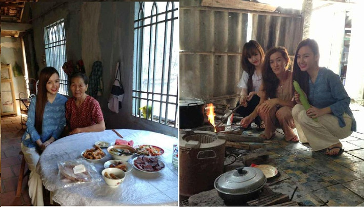Đối lập với vẻ sang trọng, xa hoa của cô cháu gái, nhà bà ngoại Angela Phương Trinh khá đơn sơ. Bức ảnh này được chụp trong dịp Angela Phương Trinh cùng mẹ và em gái về thăm quê.
