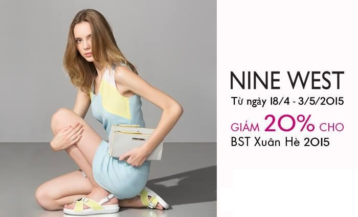 Từ 18/4/2015 – 3/5/2015, tại tầng G trung tâm thương mại The Garden, Nine West áp dụng giảm giá 20% áp dụng cho bộ sưu tập mới nhất, giảm 50% cho bộ sưu tập mùa Đông và ưu đãi thêm 5% cho khách VIP khi mua sản phẩm trong bộ sưu tập Xuân Hè 2015. Ngoài ra, với hóa đơn từ 3 triệu, khách hàng sẽ được nhận quà tặng đặc biệt.