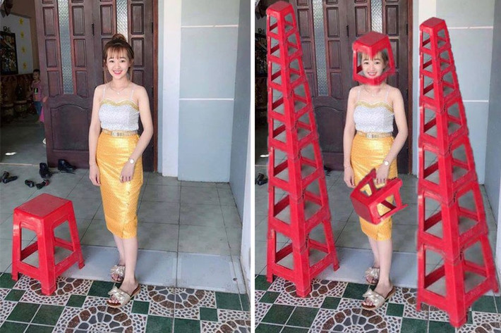 Lên mạng nhờ các "thánh" Photoshop có tâm xóa chiếc ghế để ảnh lung linh hơn, nhận lại ảnh hẳn cô gái "cạn lời".