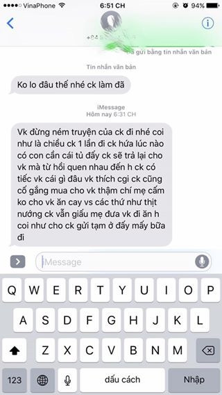Cả kho truyện tranh đứng trước nguy cơ bị "tiêu hủy" khiến anh chàng phải hạ giọng năn nỉ khá dễ thương: "Chồng hứa lúc nào có con cần cái tủ đấy chồng trả lại cho vợ"...rổi năn nỉ "Coi như chồng gửi tạm ở đấy mấy bữa đi". Đoạn nhắn tin của cặp đôi nhận được sự quan tâm lớn của cộng đồng mạng với nhiều lượt thích và bình luận.