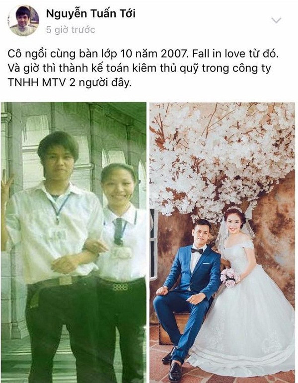Sau khi trào lưu chia sẻ hình ảnh "cô bạn bàn bên" khuấy đảo cộng động mạng thì ngay sau đó, một ý tưởng mới xuất phát từ trào lưu này cũng ra đời mà không kém phần "hot". Bên cạnh bức hình cô bạn bàn bên có kèm thêm câu chuyện tình học trò đã đơm hoa kết trái. Từ bạn ngồi chung bàn nay đã về chung một nhà.