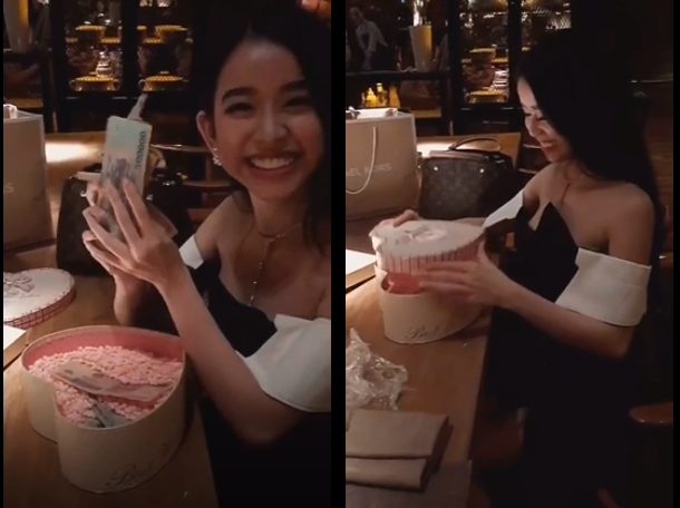 Xuất hiện trên mạng xã hội trong vài ngày, đoạn video dài hơn 1 phút quay hình ảnh một cô gái xinh đẹp được chồng tặng quà sinh nhật là một... sấp tiền, trị giá 80 triệu đồng đã thu hút gần 8.000 lượt yêu thích, 7.000 lượt chia sẻ và trở thành tâm điểm bàn tán của dân mạng. Ảnh cắt từ video