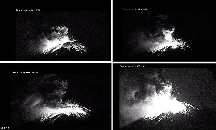 Núi lửa Popocatépetl đã hoạt động suốt 22 năm qua và chưa có dấu hiệu ngừng phun trào. (Nguồn: Daily Mail)
