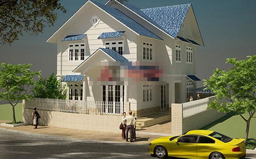 Nhà 2 tầng tân cổ điển đẹp long lanh với sự kết hợp của các vật liệu cao cấp và hệ mái thái cầu kỳ, tinh tế. Ảnh: Angcovat.