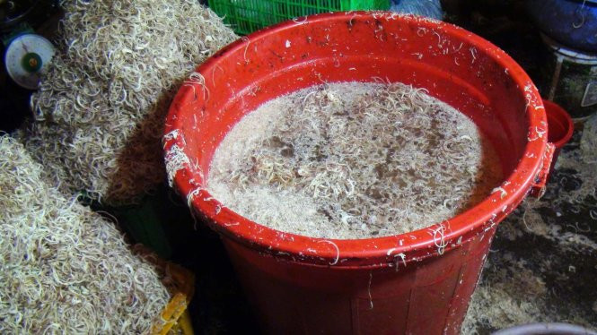 Để tránh mua phải bắp chuối bào ngâm hóa chất, không chọn loại quá trắng, mà mua loại còn giữ màu tím thâm tự nhiên. Ảnh: ANTV.