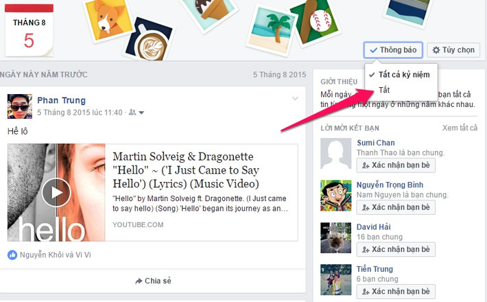 Khi tắt tính năng Facebook này, sẽ không còn nhắc lại những nhật ký cũ nữa.