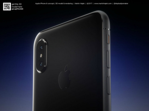 Trên bộ ảnh này, phiên bản iPhone kỷ niệm 10 năm của “Nhà Táo” có ngoại hình khá bắt mắt: phím Home vật lý được loại bỏ, viền benzel siêu mỏng, camera sau kép dọc hơi lồi, đèn flash LED đơn, dải ăng ten ở mặt sau “biến mất”.
