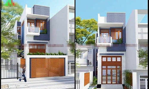 Nhà ống gồm 1 trệt, 1 lầu, và 1 lửng được thiết kế theo hình thức mái bằng lợp tôn. Ảnh: Vinahouse.