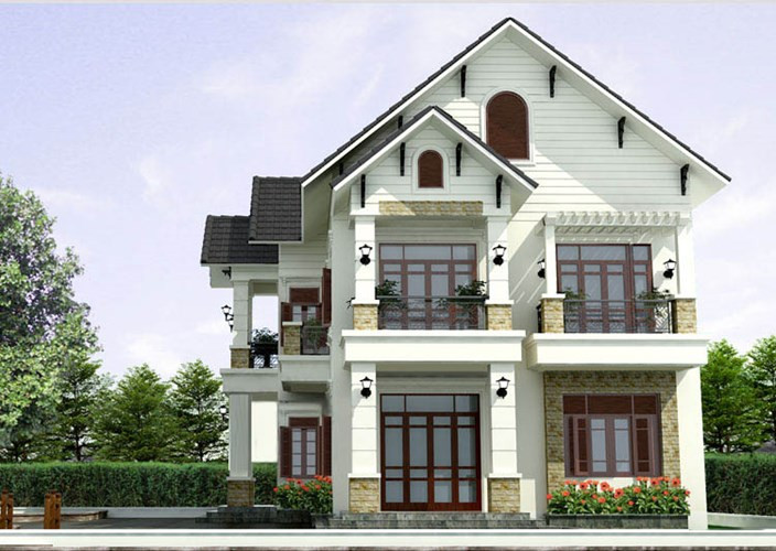 Biệt thự vườn mái thái đẹp hiện đại với mặt tiền khang trang và ấn tượng. Ảnh: Khoevadep.