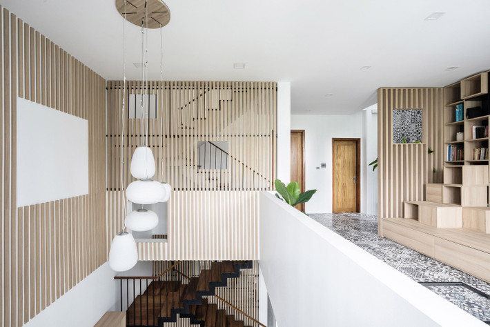 Kết nối dọc và ngang sử dụng khắp căn nhà. Nguồn ảnh: Archdaily.