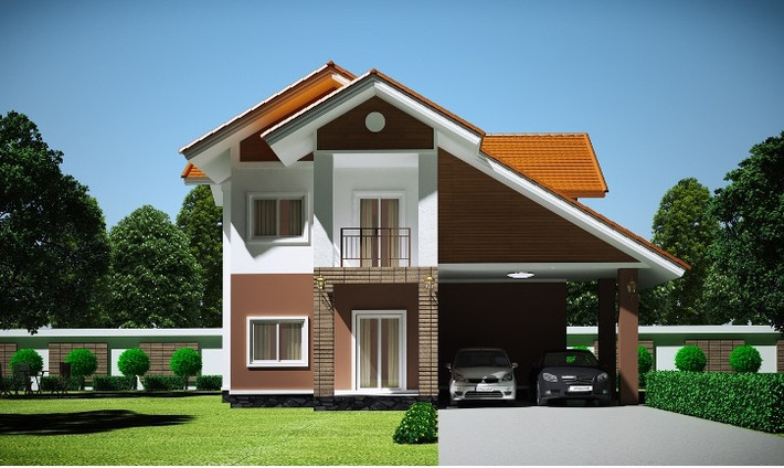 Ngôi nhà nổi bật nhờ sự tổng hòa của toàn bộ kiến trúc, không gian. Mái ngói đỏ tạo sự thân thiện và rất ăn nhập với phối cảnh tổng thể. Ảnh: Kientrucvietas.
