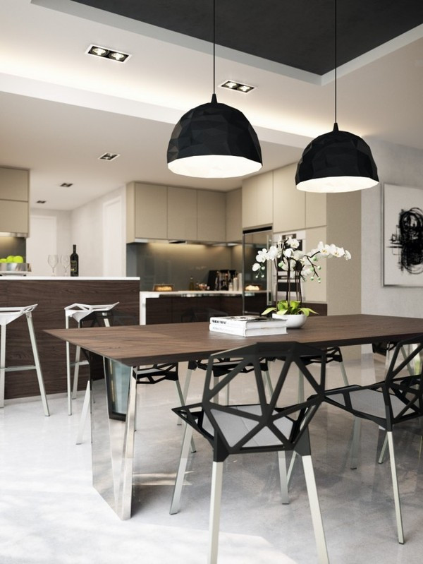 Ghế ăn ấn tượng với tạo hình đa giác hiện đại.