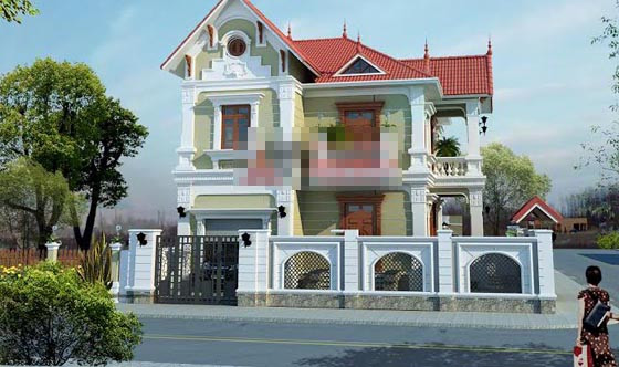 Biệt thự 2 tầng kiến trúc Pháp thoáng đãng được đông đảo gia đình yêu thích trong năm 2017. Ảnh: Angcovat.