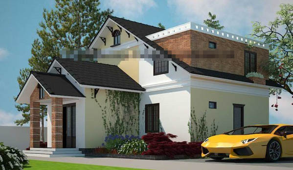 Công trình được thiết kế theo phong cách khá mới mẻ với phần thân trước nhà là phòng khách nối liền với phần thân sau của nhà. Phần mái của tầng 2 được chia đôi và 1 bên là mái thái, 1 bên là mái bằng. Ảnh: Thietkethicongnhadep.