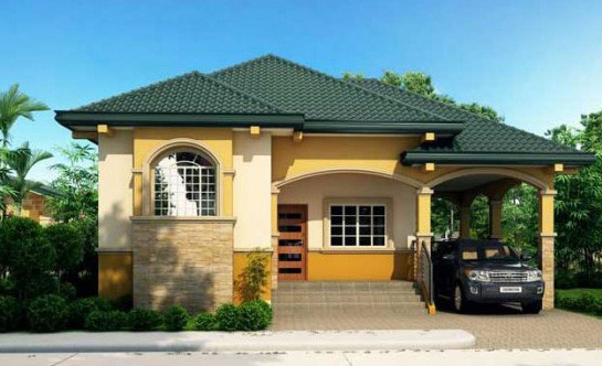 Biệt thự 1 tầng được thiết kế 3 phòng ngủ một bên và ngăn cách bằng bức tường kin đáo. Giữa là nhà phòng khách và cuối nhà là phòng ăn cùng phòng bếp, bên phải là gara để xe và phòng ăn ngoài trời. Ảnh: Thietkethicongnhadep.