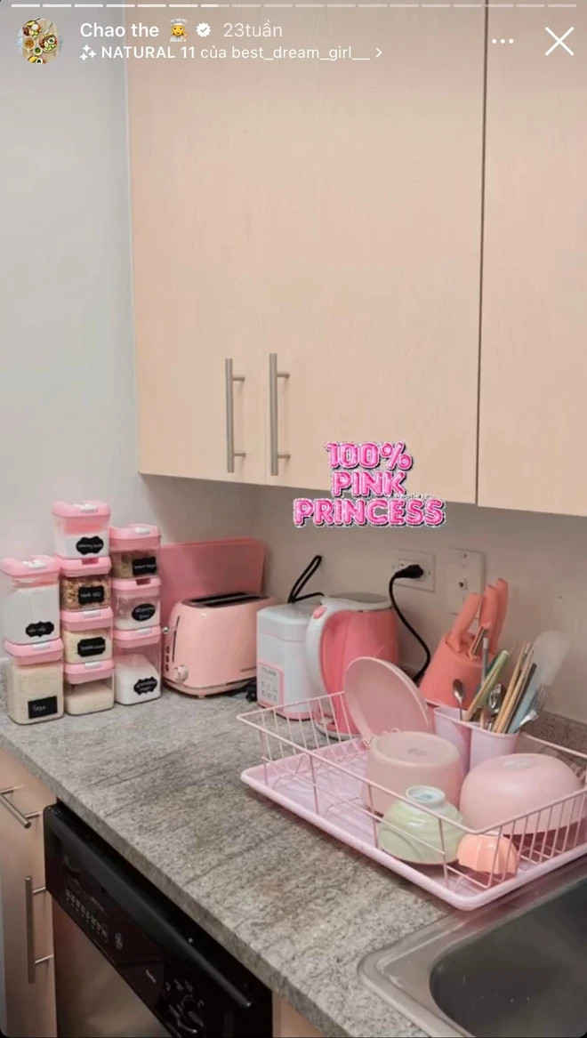 Căn bếp của Chao được trang bị các món đồ gia dụng xinh xắn và đáng yêu. Ảnh: Instagram