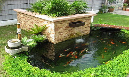 Trong phong thủy cho nhà ở, nước thường được coi là tài, vì vậy, vườn cảnh phong thủy trước cửa nhà thường có một hồ nước hoặc ao nước cùng nhiều loại cây xanh.