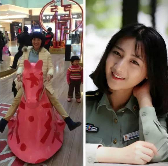 Cô gái xấu xí giờ đã trở thành nữ sĩ quan xinh đẹp.
