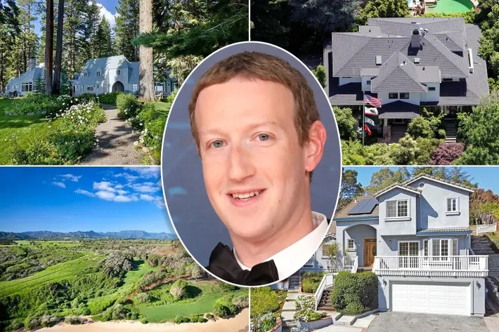 Theo tờ Nypost, tỷ phú Mark Zuckerberg sở hữu hàng ngàn mẫu đất và 10 ngôi nhà ở Palo Alto, San Francisco, Lake Tahoe và Hawaii. Ảnh: Nypost