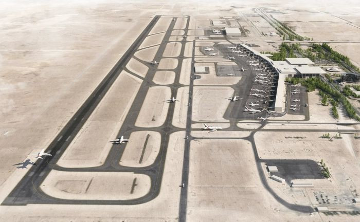 Sân bay có hai đường băng song song dài 4.000 mét cách nhau 2.146 mét và các đường taxiway song song với đường băng. Ảnh: Printest