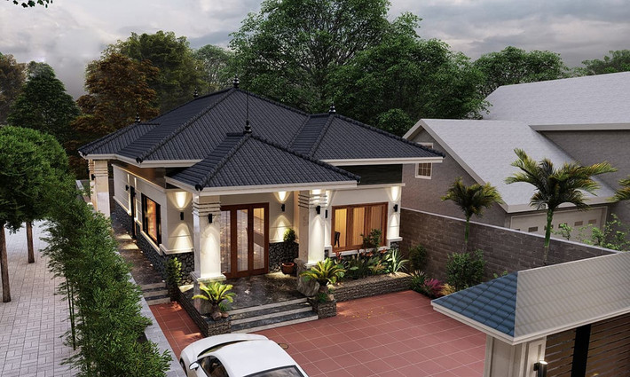 Nhà cấp 4 mái thái cũng là lựa chọn của nhiều gia đình ở nông thôn. Ảnh: Noithatugia