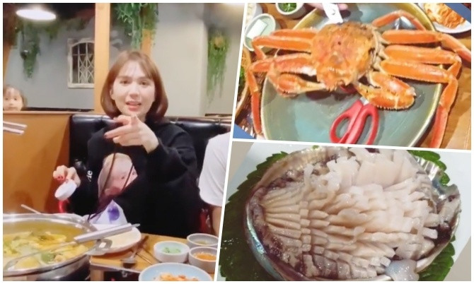Trong chuyến đi Hàn Quốc giữa tháng 10 năm nay, Ngọc Trinh có dịp ghé thăm khu chợ hải sản lớn nhất Seoul - Noryangjin. Ảnh: Ngoisao.