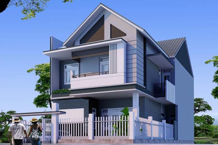 Mẫu nhà vuông 2 tầng mái thái hiện đại 700 triệu đồng trau chuốt trong từng chi tiết trang trí và phối màu. Ảnh: Kientrucroman.