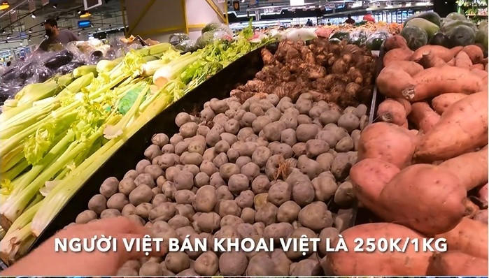 Khoai lang Việt cũng có giá lên tới 250.000 đồng/kg. Ảnh: Chụp màn hình YouTube Oanh Huỳnh
