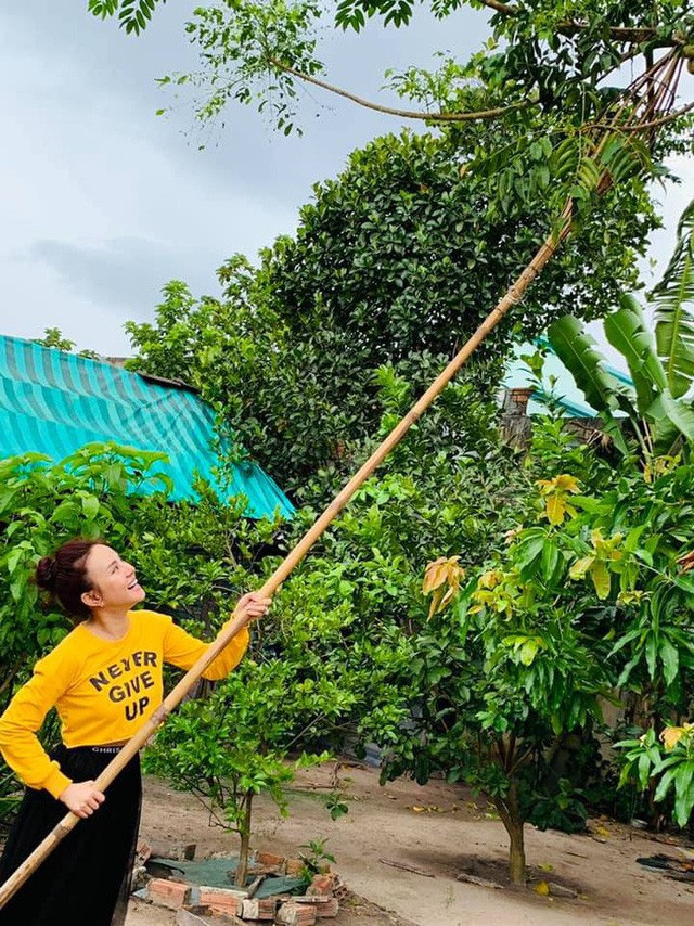 Rất yêu thích thích thiên nhiên nên xung quanh biệt thự ca sĩ Vy Oanh bố trí khéo léo với những khóm hoa tươi, cây ăn trái. Ảnh: Lao động