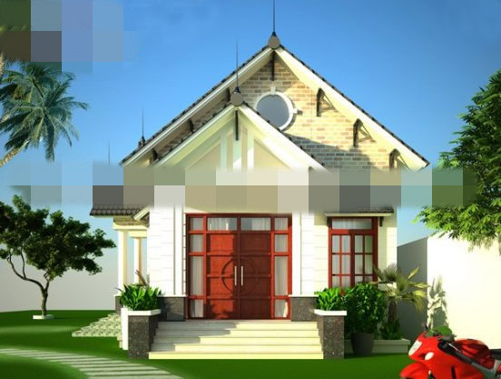 Nhà 1 tầng đơn giản với màu sắc trẻ trung, không gian sinh hoạt bên ngoài rộng rãi, mát mẻ. Ảnh: Kientrucnhaviet.