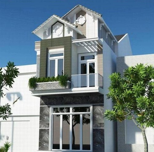 Nhà ống 2 tầng mái thái được ưa chuộng bởi kiểu dáng hiện đại, công năng tiện nghi cao. Ảnh: 10nhadep.