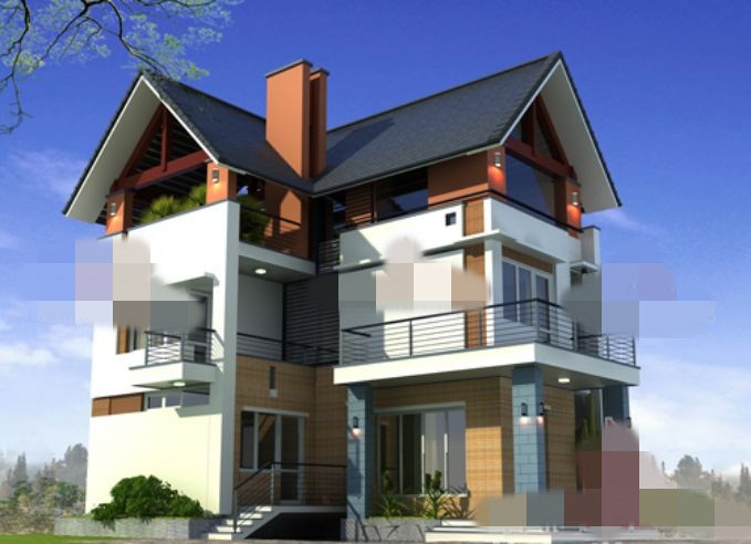 Biệt thự 2 tầng có sảnh chính rộng, là nơi lý tưởng đón tiếp khách đến chơi nhà. Những bồn hoa bên ngoài giúp ngôi nhà gần gũi với thiên nhiên hơn. Ảnh: Kientaoviet.