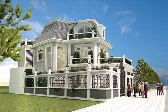 Biệt thự 1 trệt 1 lầu là kiến trúc được sử dụng phổ biến hiện nay, đặc biệt với những gia đình ở phố. Ảnh: Kientrucle.