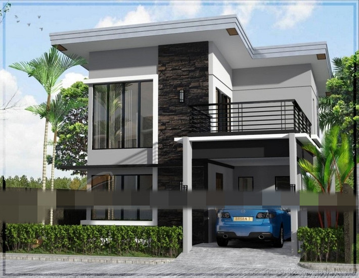 Biệt thự mái bằng gấp khúc chữ L mang nét sang trọng quý phái. Phần gấp khúc là khoảng sân nhỏ cũng chính là chỗ để xe tiện lợi. Ảnh: Vietnamarch.
