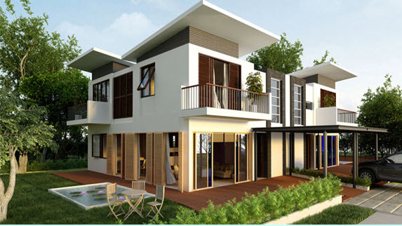 Biệt thự phố 2 tầng với 4 mặt hòa hợp thiên nhiên tạo không gian sống trong lành. Ảnh: 10nhadep.