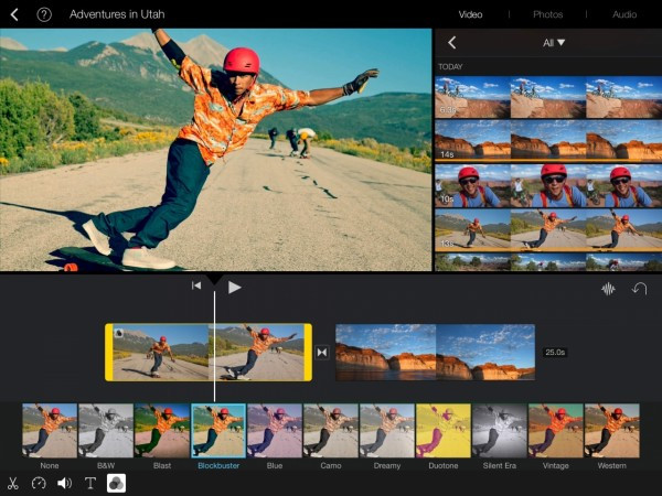 iMovie là ứng dụng đến từ Apple. Với iMovie, người dùng có thể tự biên tập những đoạn video theo phong cách riêng biệt hoặc chọn những chủ đề độc đáo mà ứng dụng gợi ý cho bạn. Ngoài ra, iMovie còn hỗ trợ chèn nhạc, ghép ảnh, thêm các ký tự,… và hàng loạt bộ lọc đẹp mắt cho Video.