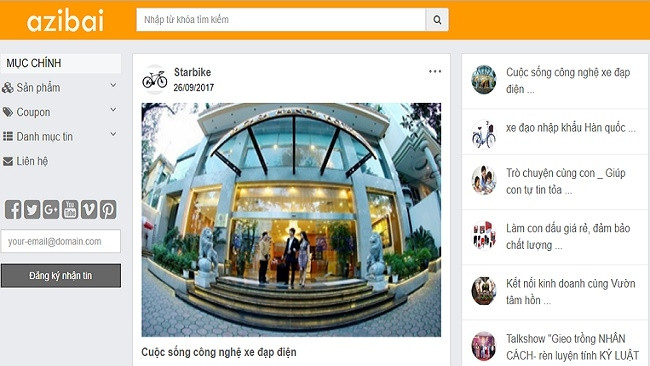 Azibai hoạt động trên cơ sở hỗ trợ các doanh nghiệp và người bán hàng đưa sản phẩm lên mạng xã hội quảng bá và tiếp cận người mua. Ảnh: Theleader.