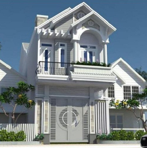 Nhà ống kiểu Pháp với hình khối vuông vắn, sắp xếp cân đối, mang đến vẻ đẹp trẻ trung, hiện đại. Ảnh: 10nhadep.