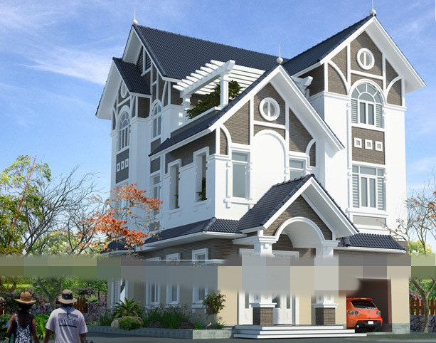 Hệ thống cửa sổ hợp lý cung cấp ánh sáng cho mọi ngóc ngách đảm bảo không gian cho căn biệt thự mái thái luôn thoáng đãng, trong lành. Ảnh: Kientrucmovic.
