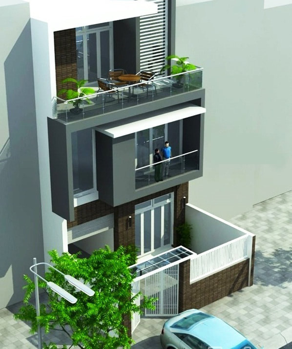 Nhờ sử dụng hình khối khỏe khoắn với màu sắc tinh tế, ngôi nhà sở hữu vẻ ngoài rất nổi bật, trang nhã, trẻ trung. Ảnh: Xaydungnhapho.