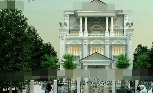 Biệt thự cổ điển phong cách Ý đặc trưng với thiết kế đối xứng. Ảnh: Kientructhanglong.