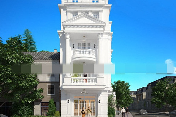 Nhà phố kiểu Pháp đẹp tinh tế với gam màu trắng. Ảnh: GoodHope.