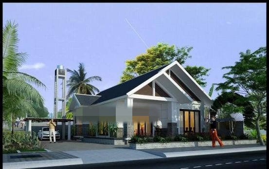 Nằm trên lô đất ngang 100m2, căn nhà thiết kế gọn gàng với hệ thống sân, cây cảnh, gara để xe. Ảnh: Thietkethicongnhadep.