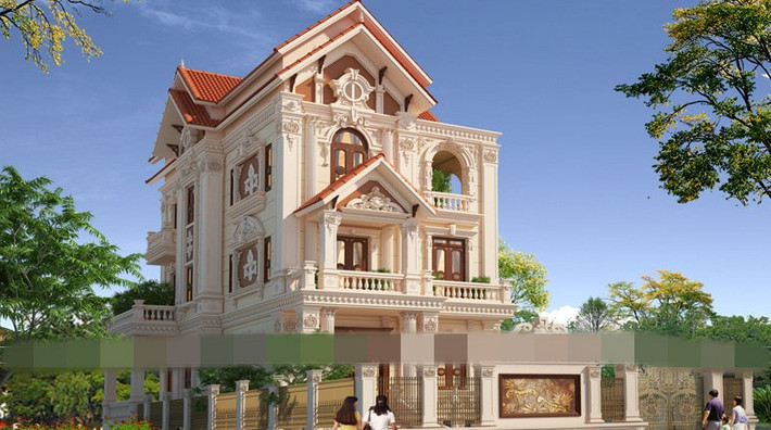Biệt thự 3 tầng cổ điển Pháp uy nghi, bề thế với kiến trúc đồ sộ, đường nét hoa văn, phào chỉ tinh tế là một trong những mẫu biệt thự đẹp nhất 2017. Ảnh: Kientrucmovic.