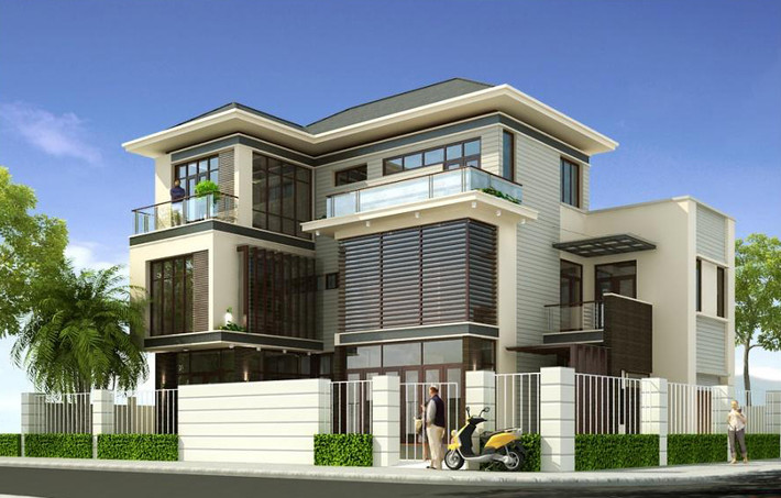 Các hình khối vuông vức mang đến vẻ đẹp khỏe khoắn, trẻ trung và hiện đại cho ngôi biệt thự. Ảnh: Thietkenoithatbietthu.