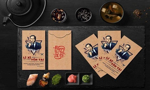 Nhiều bạn trẻ sử dụng hình ảnh, sự kiện gây bão dư luận trong năm in lên mẫu bao lì xì.