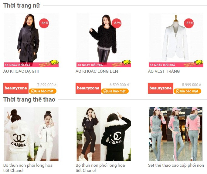 Nhiều sản phẩm thời trang cao cấp: Mango, Nike, New Look, Inner Circle giảm giá tới 50% trên Zalora... Các dòng thời trang thể thao nam nữ giảm mạnh tới 80% trên Beautyzone.