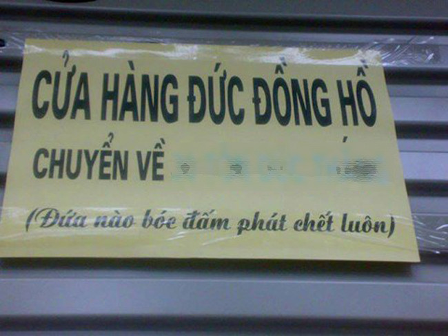 Một tấm biển quảng cáo thất bại trong việc "dọa" người khác bóc mất nội dung thông báo.